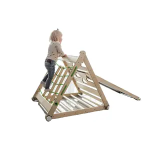Açık 3in1 üçgen katlanabilir tırmanma spor çocuklar yürümeye başlayan spor merdiveni oyuncak bebek ahşap tırmanıcı slayt