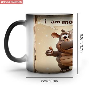 Smooth Round Edge Safe Drinking Mug Frosted Black 11oz <b>Ceramic</b> Heat Changing Magic <b>Cup</b> - Product Image 1
