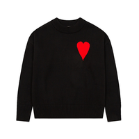 Vente directe usine – Pull en coton à manches longues pour homme, motif cœur, anti-boulochage, style décontracté parisien pour l'hiver, motif léopard