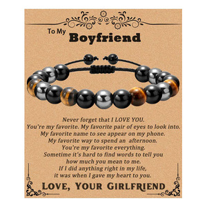 Nueva Pulsera Unisex de Obsidiana con Cuentas de Ojo de Tigre, Estilo Minimalista, Tejida a Mano, Ajustable, Tricolor, para Regalo - Product Image 4