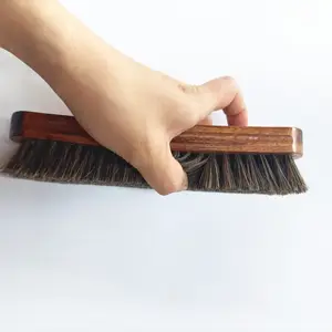 Boot Leather Shine Clean Wooden Handle Horse Hair Shoe Brush Eco-Friendly Shoes Cleaning Brush