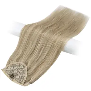 Wholesale Virgin Human Hair Pony Tails Hair Extensions Double Drawn Highlight Wrap Around Drawstring Ponytail Hair Extensions