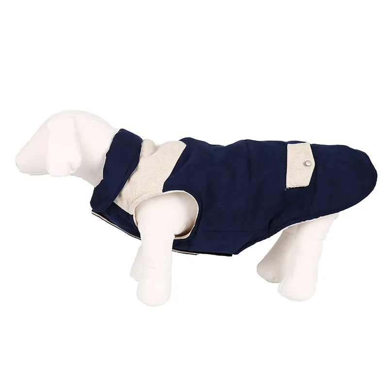 Sofistike bakış küçük köpek ceket boy yaka tam göbek kapsama kış köpek ceket ile kollu