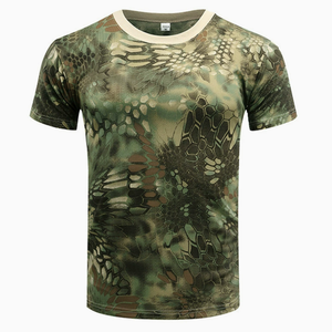 Camiseta DF131 con cuello redondo, camuflaje forestal, de secado rápido, malla, color camuflaje, en stock. - Product Image 3
