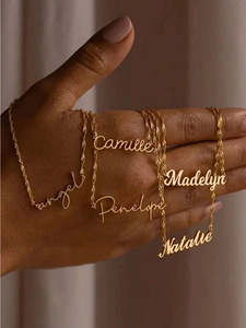 Collar con Colgante <span class=keywords><strong>de</strong></span> Acero Inoxidable Personalizado con Nombre, Collares con Colgante <span class=keywords><strong>de</strong></span> Estilo Múltiple para Regalo <span class=keywords><strong>de</strong></span> <span class=keywords><strong>Aniversario</strong></span> o Cumpleaños - Product Image 2