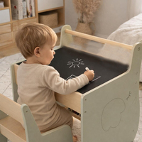 Ensemble de bureau et chaise d'étude en bois Montessori pour enfants, table d'apprentissage pour tout-petits avec tiroir de rangement pour le salon