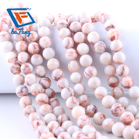 Manik-manik batu permata Web merah alami murah 6/8mm bulat halus longgar untuk membuat perhiasan DIY Aksesori