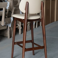 Tabouret de bar moderne rembourré, chaise de bar en bois beige et marron avec dossier, siège de comptoir pour cuisine, salle à manger, bar à domicile