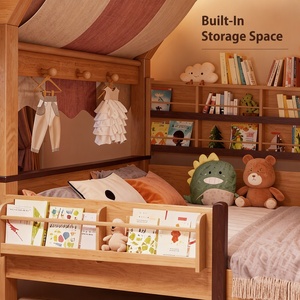<span class=keywords><strong>Lit</strong></span> cabane en bois personnalisé avec <span class=keywords><strong>tente</strong></span>, baldaquin, garde-corps, étagère et rangement, 1.2, 1.35, 1.5m, pour enfants garçons et filles - Product Image 4