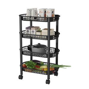 Estante de Almacenamiento de Plástico de Varias Capas con Ruedas, Tamaño L, Organizador de Cocina Portátil, Forma Redonda - Product Image 5