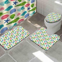 Tapis de bain antidérapant, 3 pièces, nouveaux produits de salle d'eau, Photo imprimée, tapis de toilette