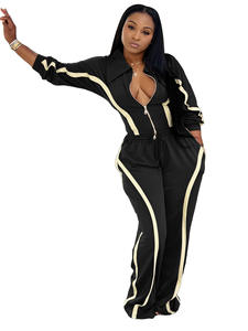 ชุดเซ็ทลำลองสองชิ้นสำหรับผู้หญิง แฟชั่นฤดูใบไม้ร่วง เสื้อครอปแขนยาว กางเกงขายาวเอวสูง สไตล์เซ็กซี่ - Product Image 4