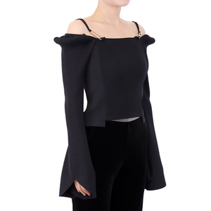 เสื้อสเวตเตอร์ถักแขนยาวสำหรับผู้หญิงเสื้อผ้าเซ็กซี่ลำลองลำลองฤดูใบไม้ผลิฤดูร้อน - Product Image 3