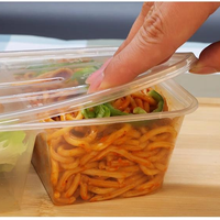 Boîte à lunch rectangulaire en plastique de 22oz avec compartiment à 2 sections pour la préparation de repas de sushi et de nouilles à emporter avec couvercle