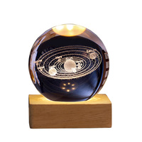 Honor Of Crystal 3D Bola de cristal de La Vía Láctea de la galaxia luminosa grabada con láser con base de madera con luz Led