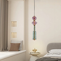 Suspension en verre empilé de luxe léger, abat-jour en verre multiforme violet et vert, lampe suspendue pour bar, escalier, villa, intérieur
