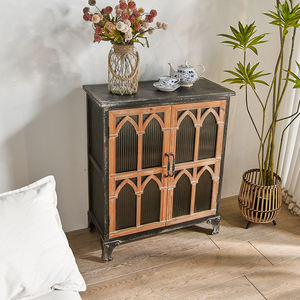 Mueble de Almacenamiento de Madera Maciza INNOVA con 2 Puertas, Diseño Moderno Vintage de Casa de Campo China, Mueble para Cocina, Comedor, Sala de Estar, Fácil de Instalar - Product Image 4