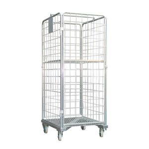 फोल्डेबल टिकाऊ गैल्वेनाइज्ड स्टील जाल रोल पिंजरे 500 किलोग्राम क्षमता L760xd850xh1870 सुपरमार्केट लॉजिस्टिक परिवहन - Product Image 2