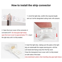 Connecteur de bande LED transparent sans soudure 2 broches en L ou en T de 8 mm et 10 mm pour bandes LED COB et SMD haute densité