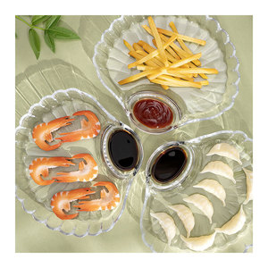 Plateau de service à dessert à biscuits Plateau à croustilles <span class=keywords><strong>en</strong></span> <span class=keywords><strong>verre</strong></span> <span class=keywords><strong>Compartiment</strong></span> Fromage Apéritif <span class=keywords><strong>Assiette</strong></span> - Product Image 1