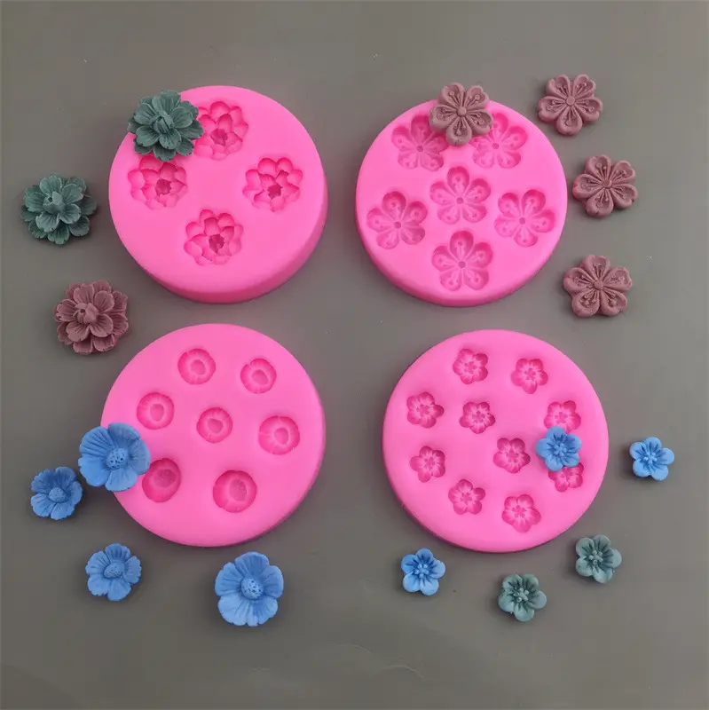 INTODIY Mini Cherry Blossom Peach Blossom Silicone Mold Mousse Cake Fondant Gypsum DIY Decorative Silicone Clay Mold