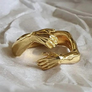 Factory Direct Sale Stainless Steel 18k Gold Plated Adjustable <b>Open</b> Hug <b>Rings</b> for Women - Product Image 4