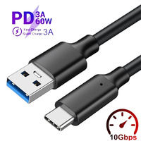 Câble USB a vers USB C 3.2 Gen 2 Transfert de données 10Gbps Câble USB C SSD court QC 3.0 Charge rapide de rechange pour câble OculusQuest2 VR