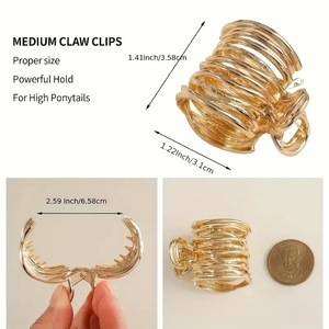 Nouveau produit : Pince à cheveux creuse en métal pour queue de cheval haute, style minimaliste, ton froid, pince requin pour femme, fixation quotidienne des coiffures - Product Image 5
