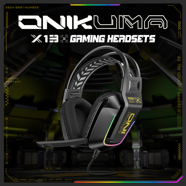 2026 Hot Sale Wired Gaming Headphone with RGB Esports Luminous Games Computer 7.1 Channel Bass Gaming Headphones X13
