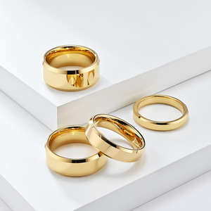 Anillos de tungsteno de oro de 18K a la moda para hombres, mujeres, parejas, alianzas de boda, acabado mate, centro, bordes biselados de alto pulido, ajuste cómodo - Product Image 1