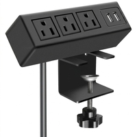 Multiprise de bureau à fixation sur bord de table avec 3 prises et 2 ports USB Type-A, installation facile pour table de bureau