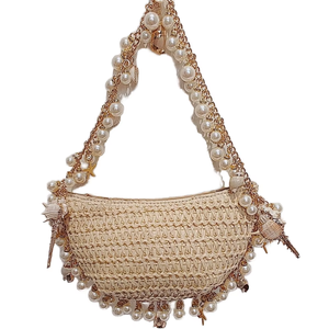 2025 Mùa Xuân Mùa Hè Hợp Thời Trang Y2K Cổ Tích Ngọc Trai <span class=keywords><strong>Conch</strong></span> Rơm Túi Xách Mây Handmade Crossbody Túi Giản Dị Điện Thoại Nhỏ Túi - Product Image 1