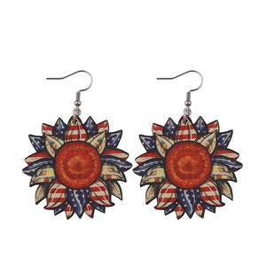 Pendientes de madera Pendientes colgantes de gota de estrella de girasol para mujer Uionen 1190 - Product Image 4