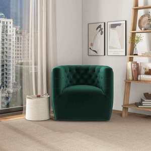 New Modern Delaney Green Velvet <b>Swivel</b> Chair-Durable Eco-Friendly & Portable Home Furniture for Living Room Bedroom & Dining - Product Image 2