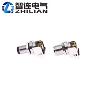 Conectores PCB Blindados en Ángulo Recto M8 de 3 a 6 Pines, Macho, 60V 4A, Clasificación IP67/IP68, Contactos de Cobre Chapados en Oro, para Automoción