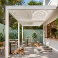 178 Model Pergola Atap Louver Anti Hujan dari Besi Aluminium untuk Naungan Luar Ruangan, Paviliun untuk Taman dan Tempat Wisata