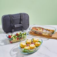 Plat à pâtisserie en verre borosilicate de grande capacité avec couvercle, plat à pain rectangulaire, plat à pain en verre trempé avec sac de rangement