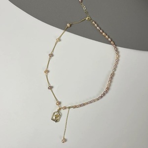 Collier élégant de style français Rose Manor Garden, chaîne de clavicule, romantique, lavande, violet, perle d'eau douce naturelle, noble, véritable perle - Product Image 4