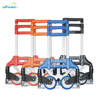 Chariot de courses pliable pour camping en plein air avec poignée télescopique réglable et roues pour monter les escaliers