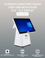 Terminal de paiement tout-en-un avec écran client 15,6 pouces + VFD, carte NFC, code QR, système Win/Android, avec imprimante