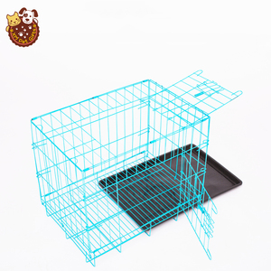 Toptan dayanıklı taşınabilir katlanabilir iki kapı üst yük paslanmaz çelik köpek evcil hayvan kafesi satılık - Product Image 2