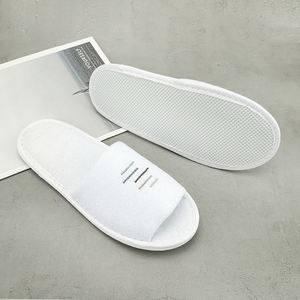 Chaussons d'hôtel jetables personnalisés à bout ouvert en coton éponge avec logo brodé pour SPA <span class=keywords><strong>Airbnb</strong></span> - Product Image 3