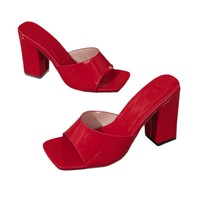 Sandales à talons hauts pour femmes, tendance 2025, grande taille, mode hiver, export, bout carré, talon épais, bout ouvert, séchage rapide, chaussures d'extérieur
