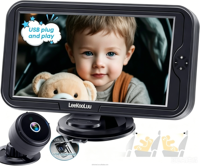Caméra de voiture pour bébé 4,3 pouces, moniteur HD 1080P, vision nocturne, USB Plug & Play