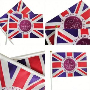 Bandiere <span class=keywords><strong>a</strong></span> <span class=keywords><strong>Mano</strong></span> per Celebrazioni UK 2022, Bandiera Personalizzata della Regina <span class=keywords><strong>Elisabetta</strong></span> II del Regno Unito - Product Image 4
