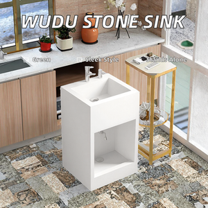 Nouveau design moderne, lavabo Wudu sur piétement en pierre frittée pour mosquée, lavabo de lavage des pieds pour la prière, robinet inclus, drain pour salle de bain d'hôtel - Product Image 2