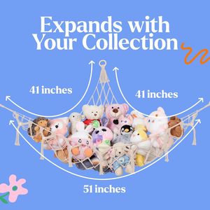 เปลมัดยิ้งเกลียวสำหรับเก็บตุ๊กตาสัตว์ขนาดใหญ่ สีขาว สไตล์โบโฮ สำหรับแขวนผนัง จัดเก็บของเล่น ตกแต่งห้องนอนเด็ก - Product Image 3