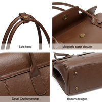 Sac fourre-tout en cuir véritable, vintage, structuré, grande capacité, sac à main pour le bureau, le travail et les affaires, personnalisable