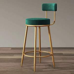 Contemporary Velvet Bar Stool with Gold Metal <b>Legs</b> Commercial Restaurant Dining Chair with Backrest - Product Image 4