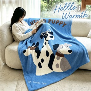 Manta de Terciopelo Azul con Tres Perritos, Ultra Suave, de Doble Cara, Ideal <span class=keywords><strong>para</strong></span> Sofá, Hogar, Amantes de los Perros, Regalo Cálido, Venta al por Mayor - Product Image 1